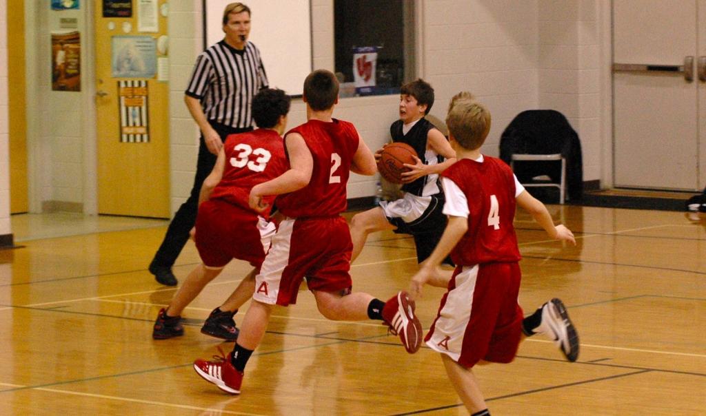 подростки играют в баскетбол